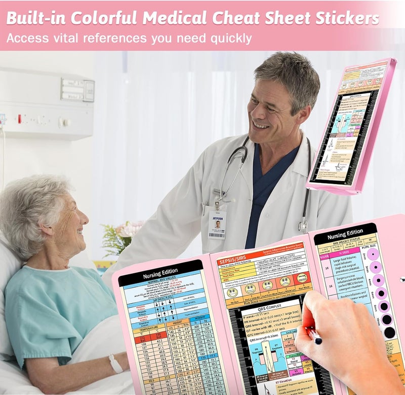 Trustnice Nursing Clipboard Foldable Clipboard Medical: Edition Cheat Sheets Aluminum 3 Layers Foldable Clipboards Nursing Pocket Size Profile Clip Nurse Clipboards Notepad for Nurses Students and Doctors - Image 3